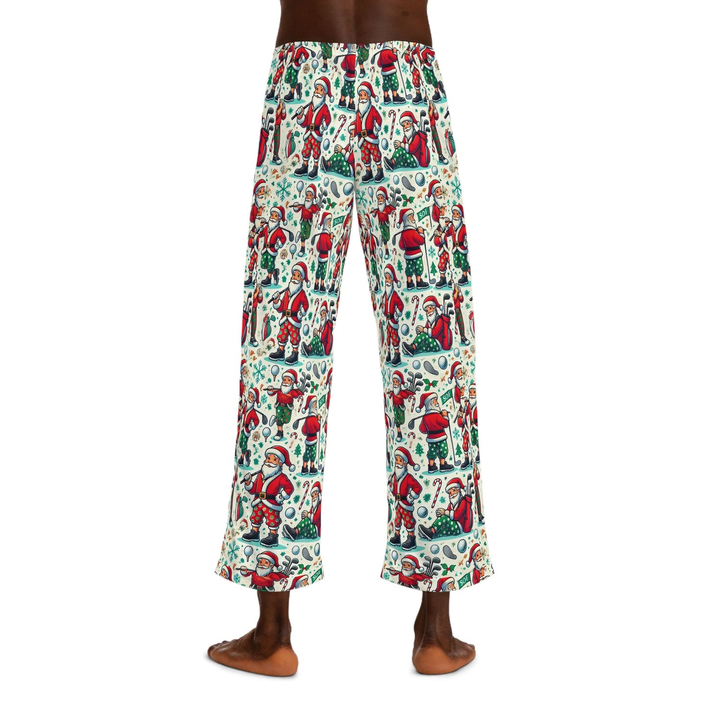 Men's Pajama Pants Christmas Holiday Santa Golfing Funny