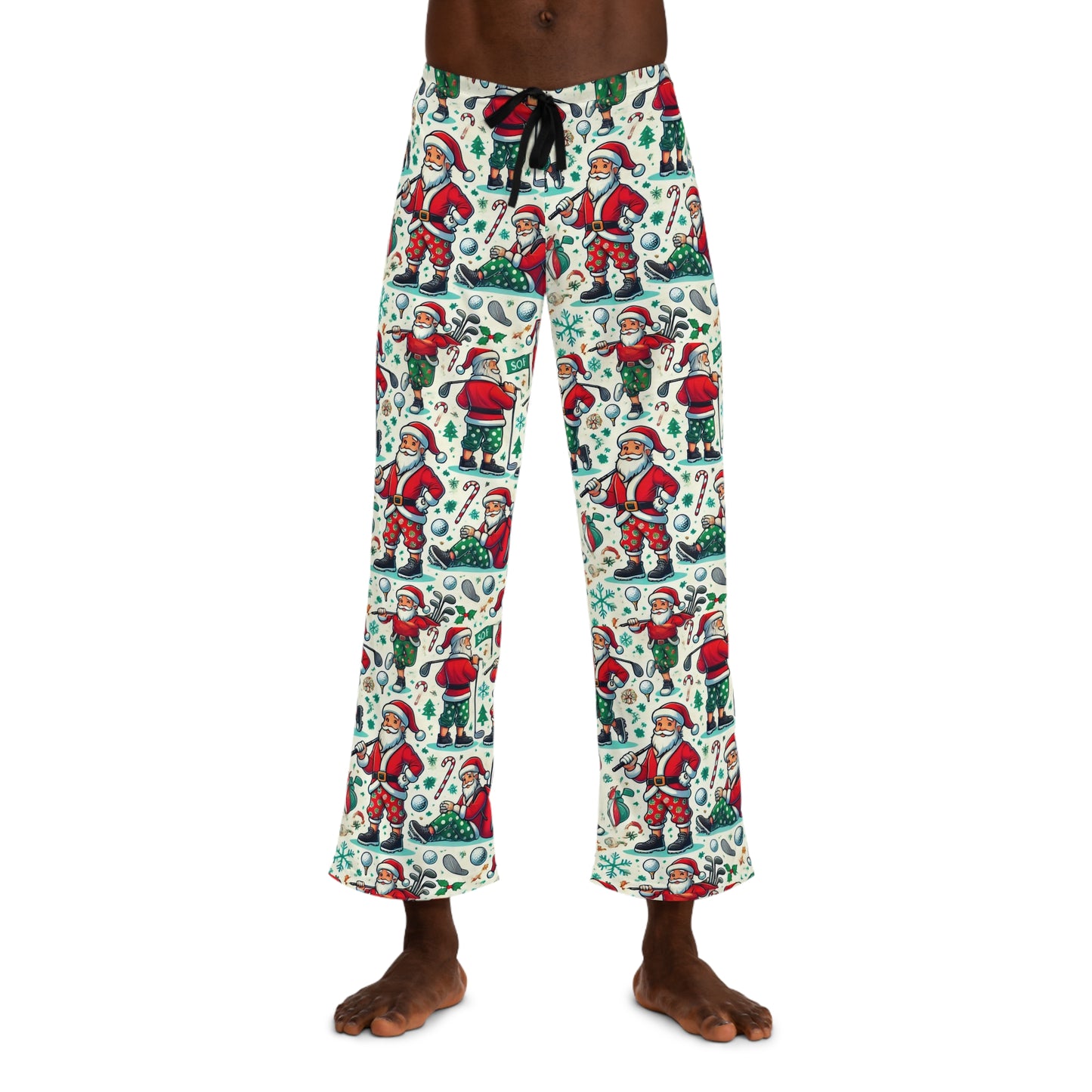 Men's Pajama Pants Christmas Holiday Santa Golfing Funny